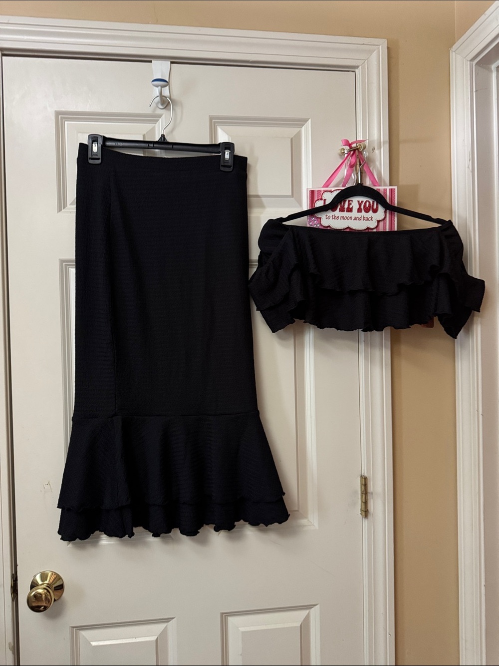 SHEIN Black Ruffle Maxi Skirt with Matching Ruffled Top